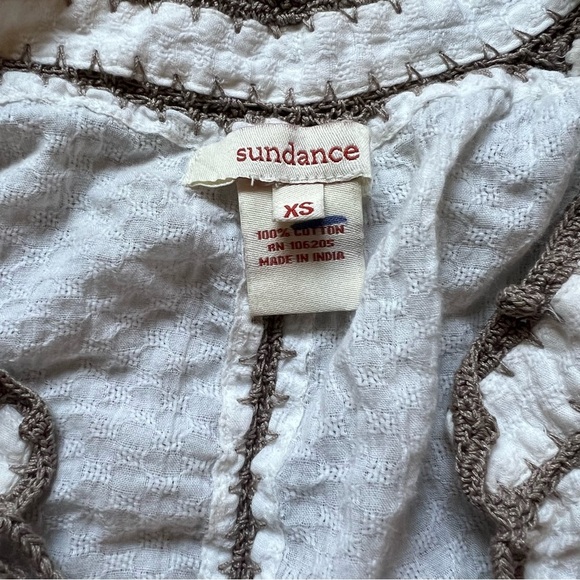 Sundance Peasant Top Embroidered|tunic cream Ivory| boho Sz XS oversized - Picture 8 of 14